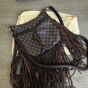 REVAMPED LV crossbody bag! Leather fringe detail and braiding
